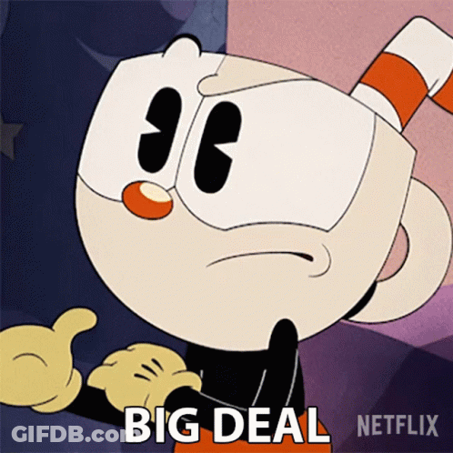 A Cartoon Character Giving A Thumbs Up With The Words Big Deal Written Below Him GIF