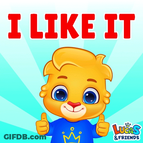 A Cartoon Character Giving A Thumbs Up With The Words " I Like It " Above Him GIF