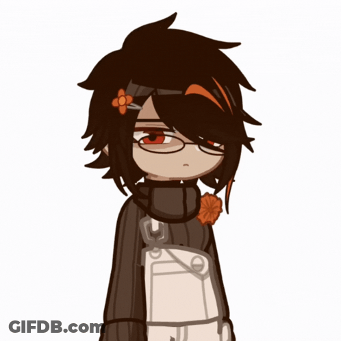 A Cartoon Character Has A Flower In His Hair And Overalls GIF