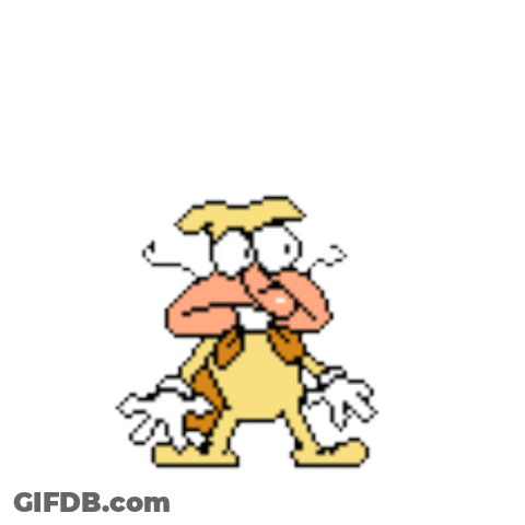 A Cartoon Character Has A Question Mark Above His Head And Is Pointing At Something GIF
