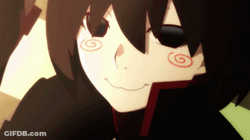 A Cartoon Character Has A Swirl On His Face GIF