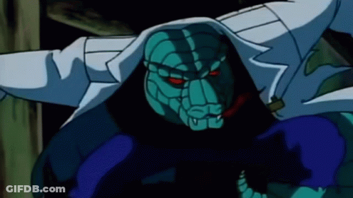 A Cartoon Character Has Red Eyes And A White Coat GIF