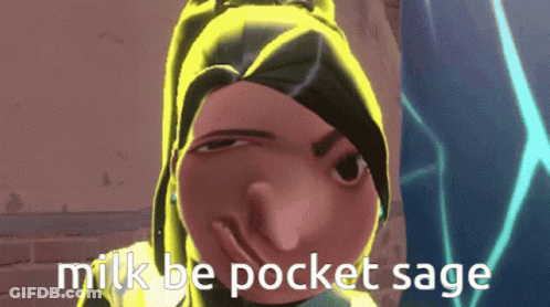 A Cartoon Character Has The Words Milk Be Pocket Sage On The Bottom GIF