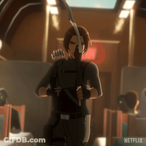 A Cartoon Character Holding A Bow And Arrow With Netflix Written On The Bottom GIF