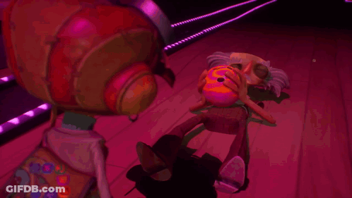 A Cartoon Character Holding A Bowling Ball With A Name Tag That Says Tord GIF