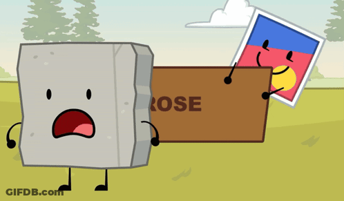 A Cartoon Character Holding A Box That Says Rose GIF