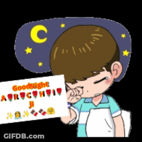 A Cartoon Character Holding A Card That Says Goodnight GIF