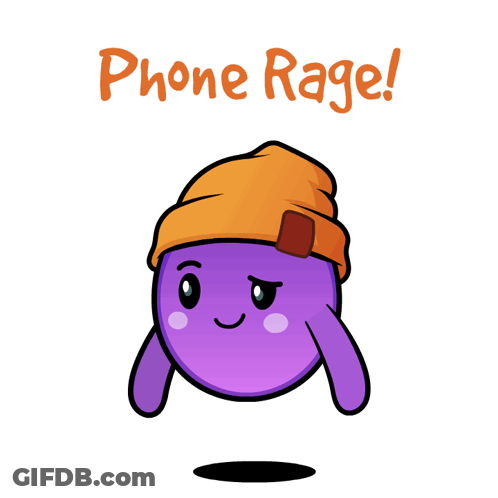 A Cartoon Character Holding A Cell Phone And The Words Phone Rage GIF