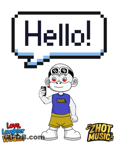 A Cartoon Character Holding A Cell Phone With A Speech Bubble That Says Hello GIF