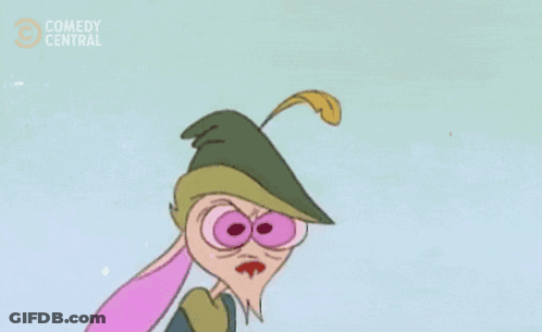 A Cartoon Character Holding A Chicken And A Bow And Arrow With Comedy Central Written In The Corner GIF