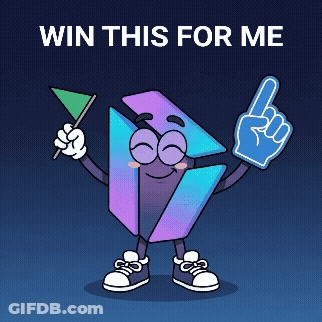 A Cartoon Character Holding A Flag And A Foam Finger With The Words Win This For Me GIF