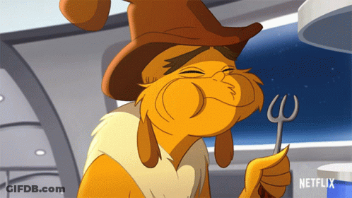 A Cartoon Character Holding A Fork With Netflix Written On The Bottom Right GIF