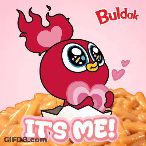 A Cartoon Character Holding A Heart With The Words It 'S Me Below It GIF