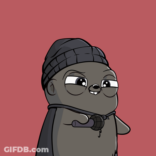 A Cartoon Character Holding A Microphone And The Word Banger Above Him GIF
