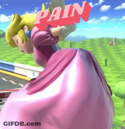 A Cartoon Character Holding A Red Sign That Says Pain GIF