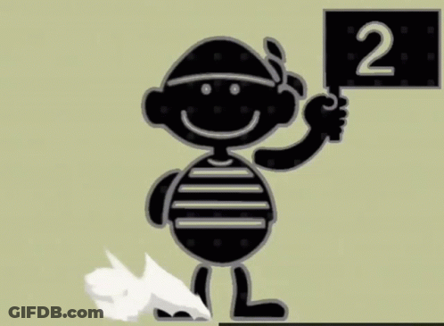 A Cartoon Character Holding A Sign That Says 2 GIF