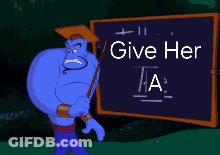 A Cartoon Character Holding A Sign That Says " Hug " GIF