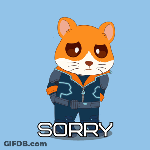 A Cartoon Character Holding A Sign That Says Sorry GIF
