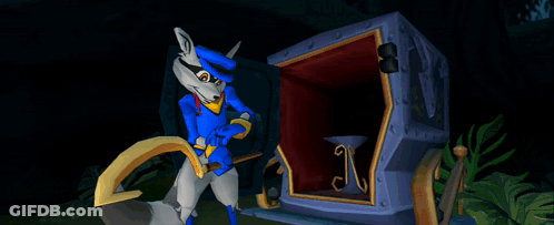 A Cartoon Character Holding A Sword In Front Of A Safe GIF