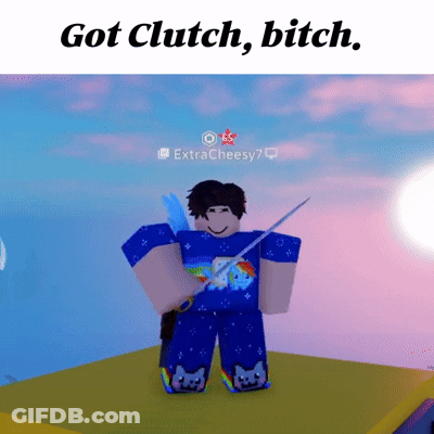 A Cartoon Character Holding A Sword With The Words Got Clutch Bitch GIF