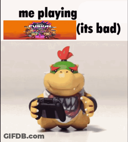 A Cartoon Character Holding A Video Game Controller With The Words Me Playing ( Its Bad ) Below Him GIF