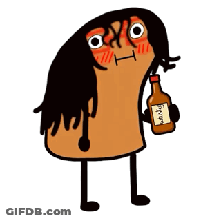 A Cartoon Character Holds A Bottle Of Whiskey GIF
