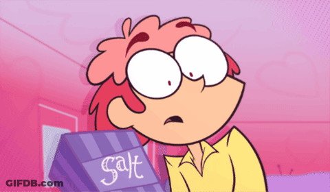 A Cartoon Character Holds A Box Of Salt GIF