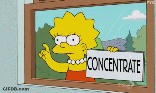 A Cartoon Character Holds A Sign That Says Concentrate GIF