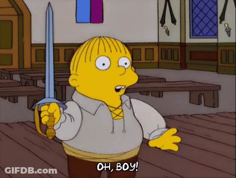 A Cartoon Character Holds A Sword And Says Oh Boy GIF