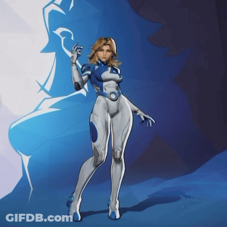 A Cartoon Character In A Blue And White Suit GIF