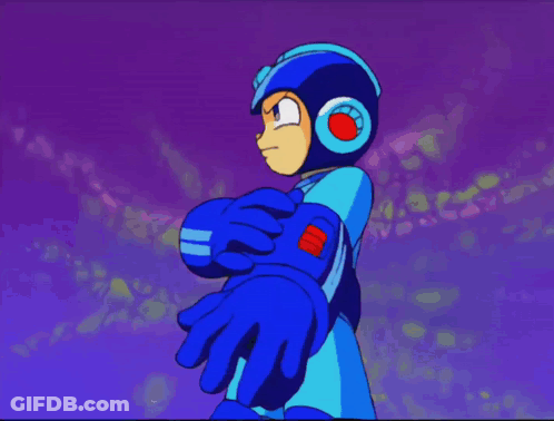 A Cartoon Character In A Blue Helmet Is Holding A Large Blue Object GIF