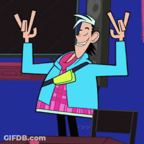 A Cartoon Character In A Blue Jacket And Pink Shirt Is Making A Funny Face GIF