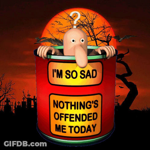 A Cartoon Character In A Can That Says I 'M So Sad GIF