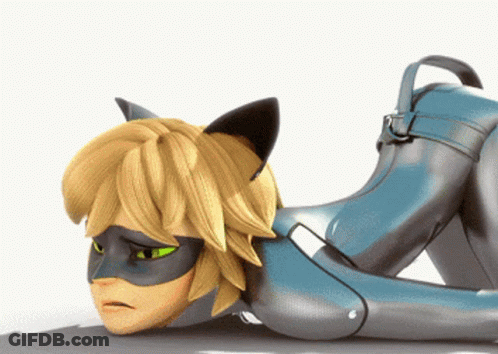 A Cartoon Character In A Cat Suit Is Laying On His Back GIF