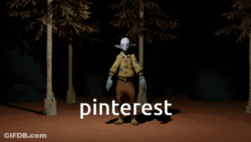 A Cartoon Character In A Forest With The Word Pinterest In White Letters GIF