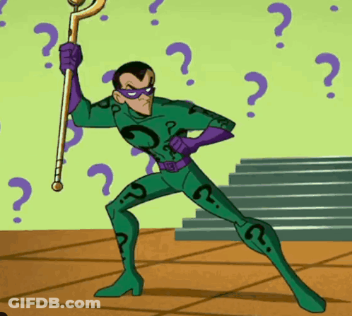 A Cartoon Character In A Green And Purple Costume Holds A Cane GIF