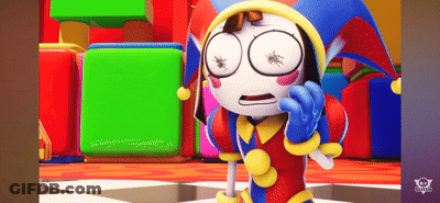 A Cartoon Character In A Jester Costume Is Standing In Front Of A Green Screen GIF