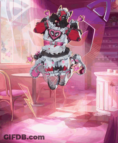 A Cartoon Character In A Maid Costume Is Jumping In The Air GIF