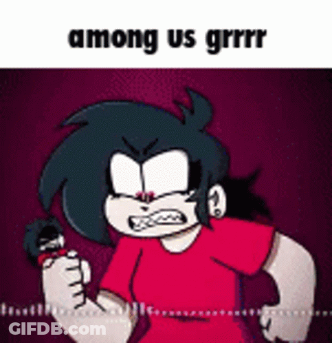 A Cartoon Character In A Red Shirt Is Holding A Microphone And Screaming . GIF