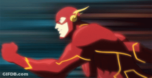A Cartoon Character In A Red Suit With A Lightning Bolt On His Chest GIF