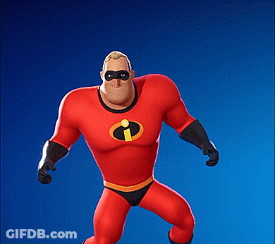 A Cartoon Character In A Red Superhero Outfit With A Yellow I On His Chest GIF