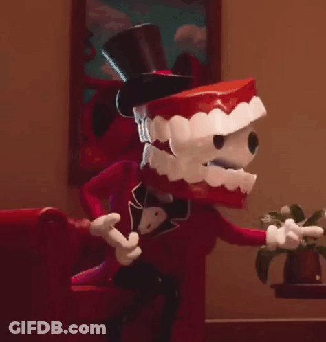 A Cartoon Character In A Santa Suit Is Jumping In The Air GIF