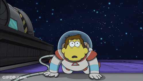 Cartoon Character In Space Suit Crawling GIF