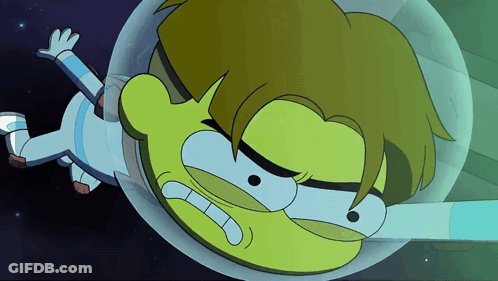 Cartoon Character Falling Through Space In Space Suit GIF