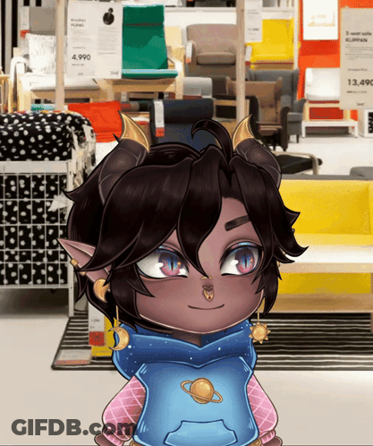 A Cartoon Character In A Store With A Couch For 4,990 In The Background GIF