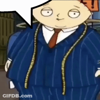 A Cartoon Character In A Suit And Tie With A Speech Bubble GIF