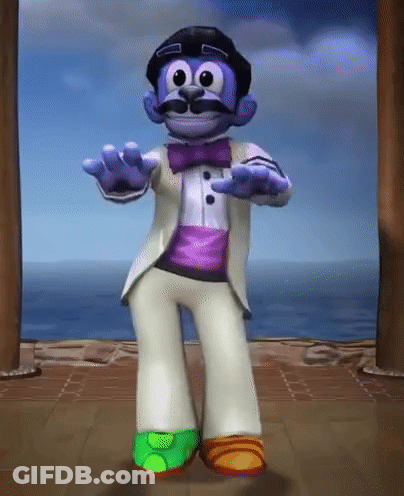 Tuxedo Cartoon Character Dancing By Ocean GIF