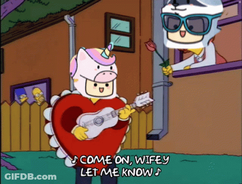 A Cartoon Character In A Unicorn Costume Is Holding A Guitar And Singing " Come On Wifey Let Me Know " GIF