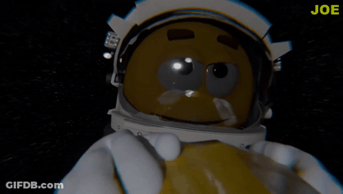 A Cartoon Character In An Astronaut 'S Helmet With The Name Joe Written On The Bottom GIF