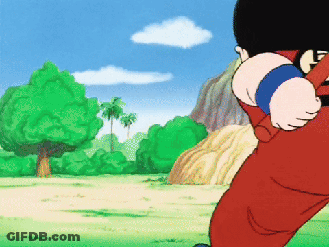 A Cartoon Character In Red Pants Is Standing In A Field GIF
